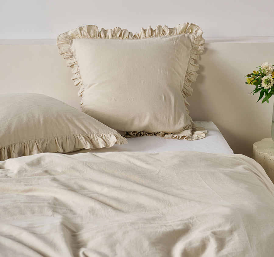 Vintage Ruffle European Pillowcase Natural