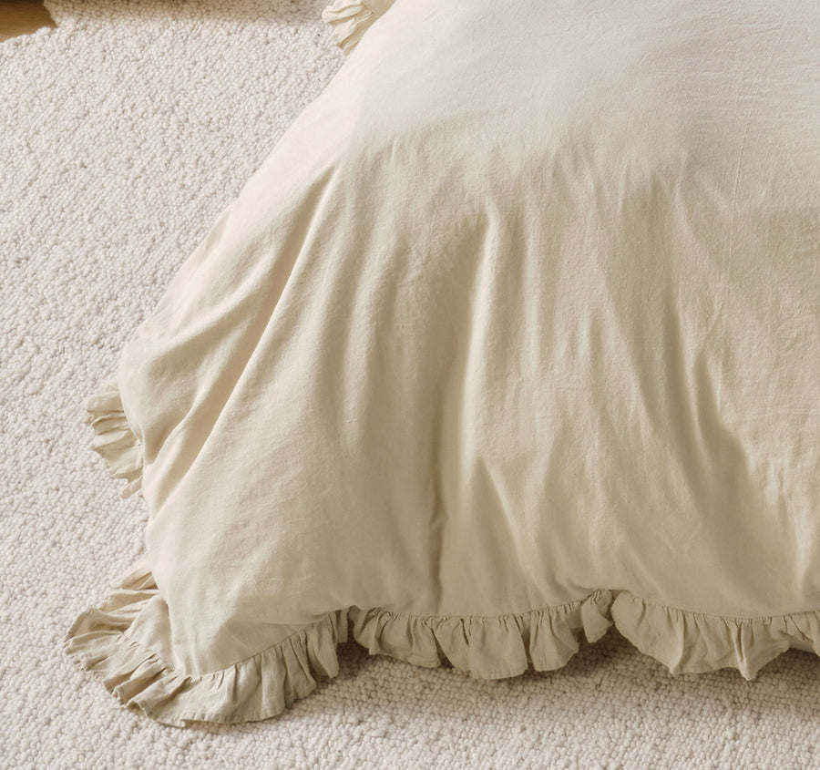 Vintage Ruffle Quilt Cover Set Range Natural
