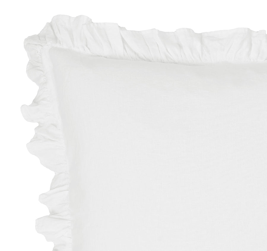 Vintage Ruffle European Pillowcase White