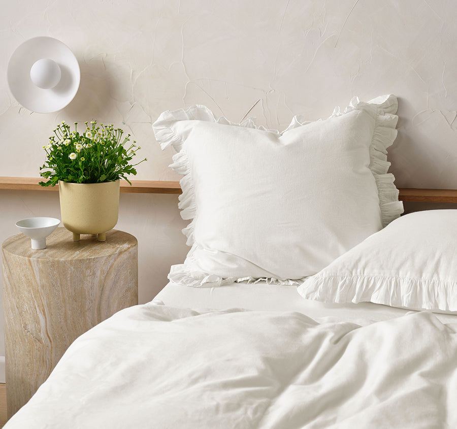 Vintage Ruffle European Pillowcase White