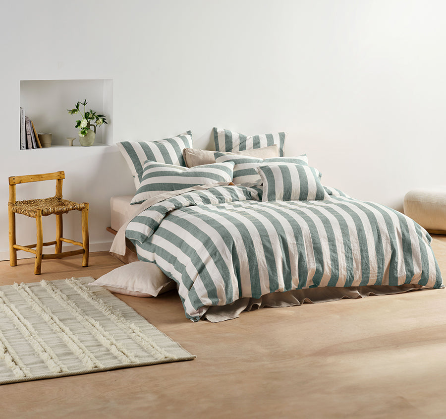 Vintage Stripe Quilt Cover Set Range Denim