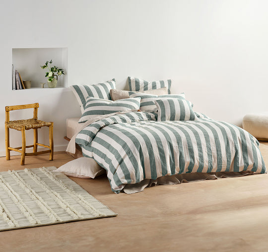 Vintage Stripe Quilt Cover Set Range Denim