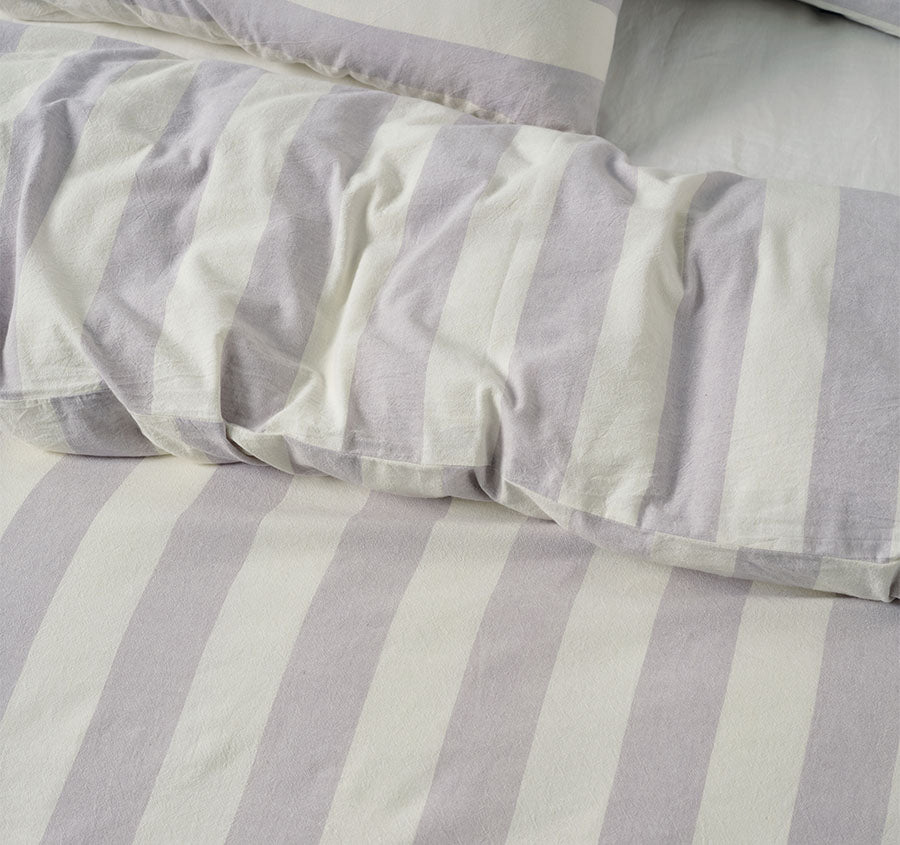 Vintage Stripe Quilt Cover Set Range Lavender