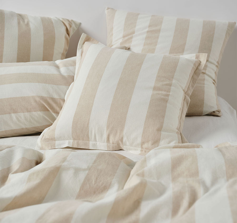 Vintage Stripe 48x48cm Filled Cushion Natural