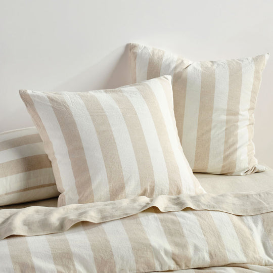 Vintage Stripe European Pillowcase Natural