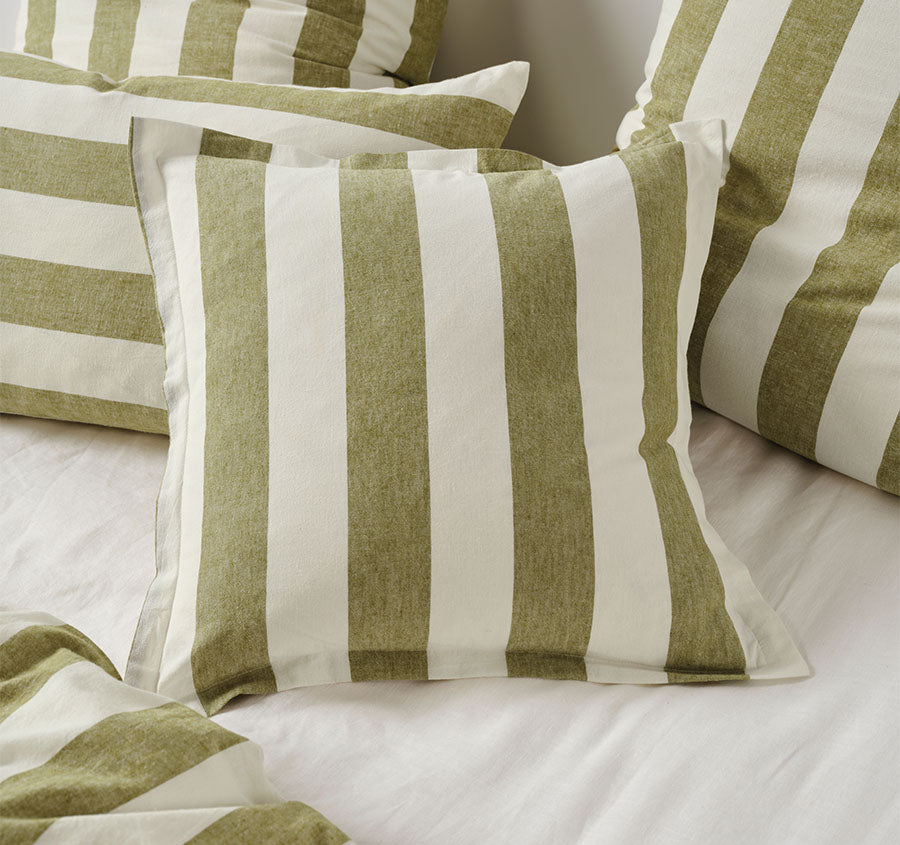 Vintage Stripe 48x48cm Filled Cushion Pesto