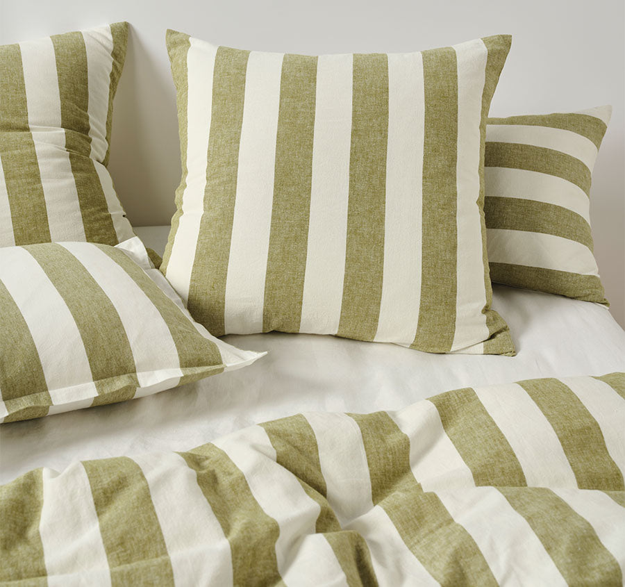 Vintage Stripe European Pillowcase Pesto