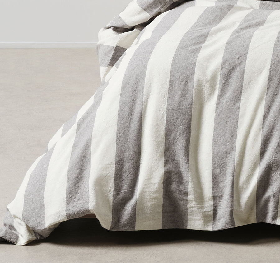 Vintage Stripe Quilt Cover Set Range Steel
