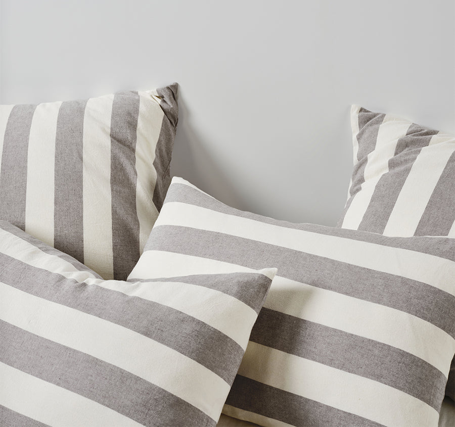 Vintage Stripe Quilt Cover Set Range Steel