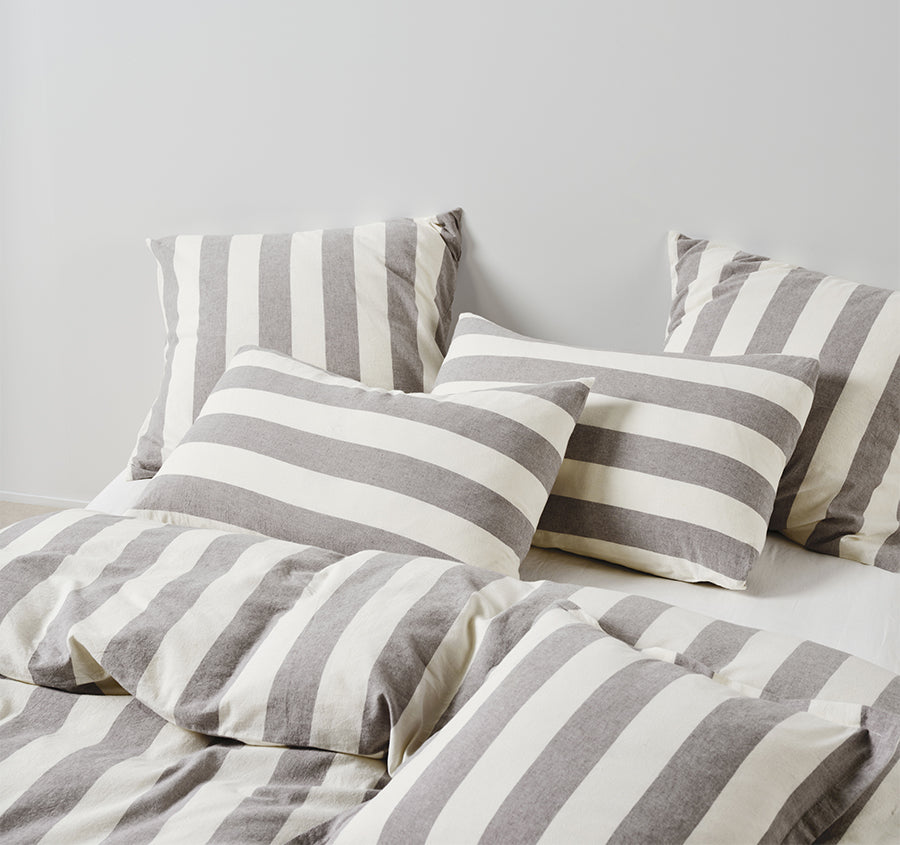 Vintage Stripe Quilt Cover Set Range Steel