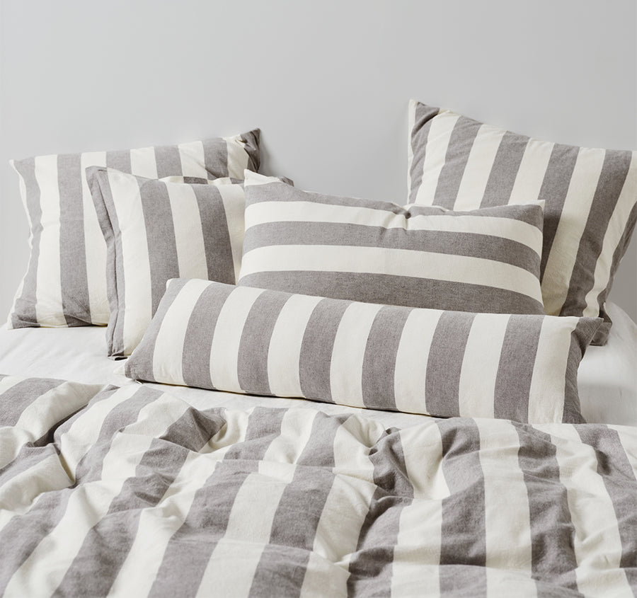 Vintage Stripe Quilt Cover Set Range Steel