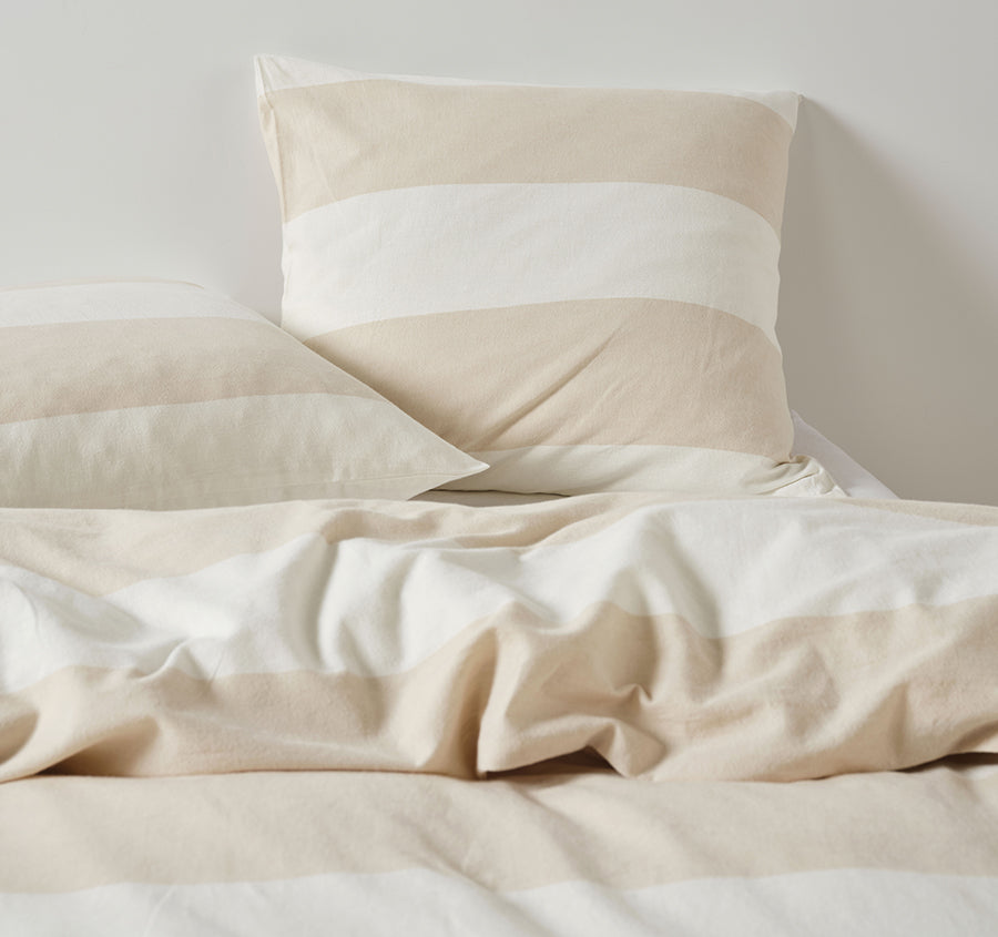 Vintage Wide Stripe European Pillowcase Natural