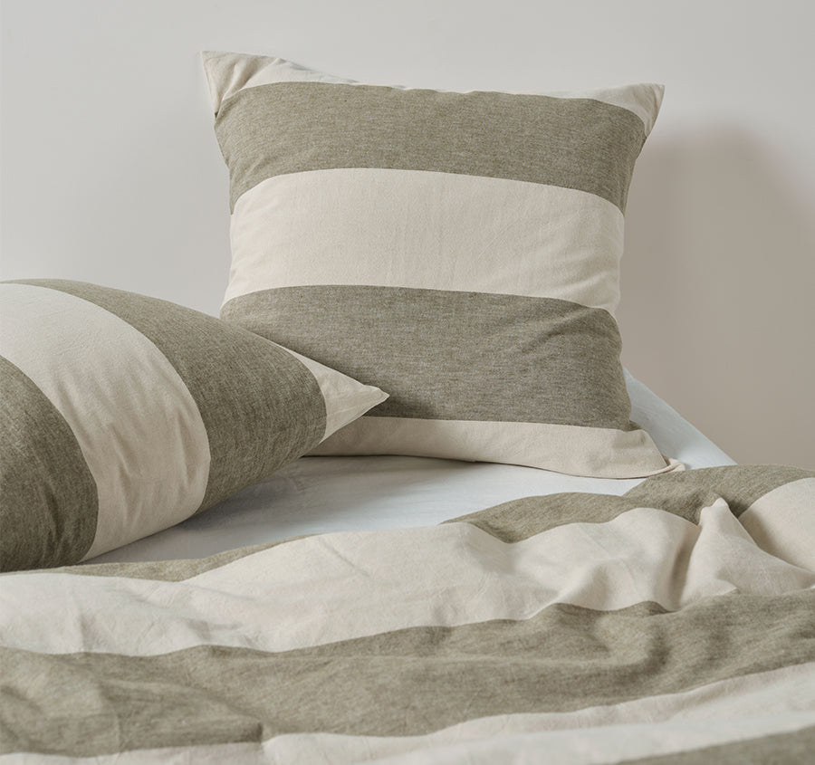 Vintage Wide Stripe European Pillowcase Olive