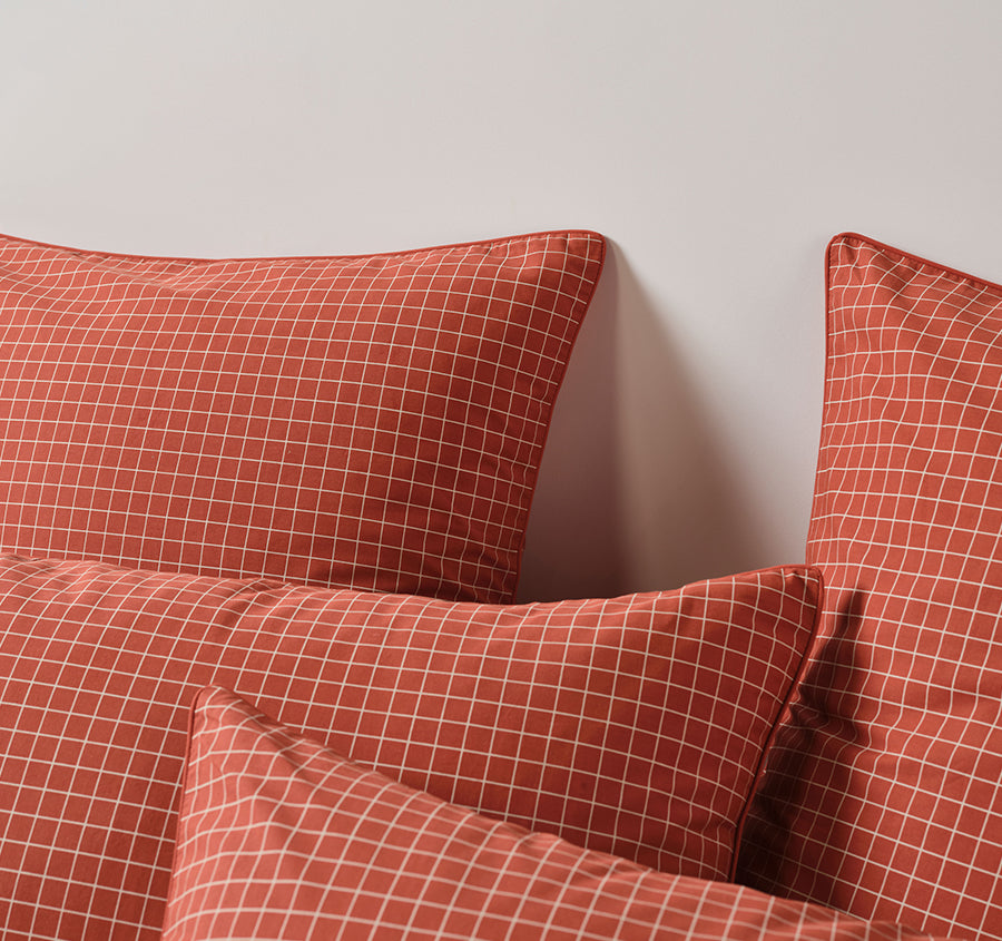 Volley Check Quilt Cover Set Range Chilli