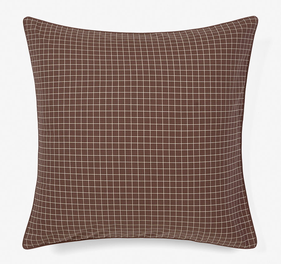 Volley Check European Pillowcase Chocolate