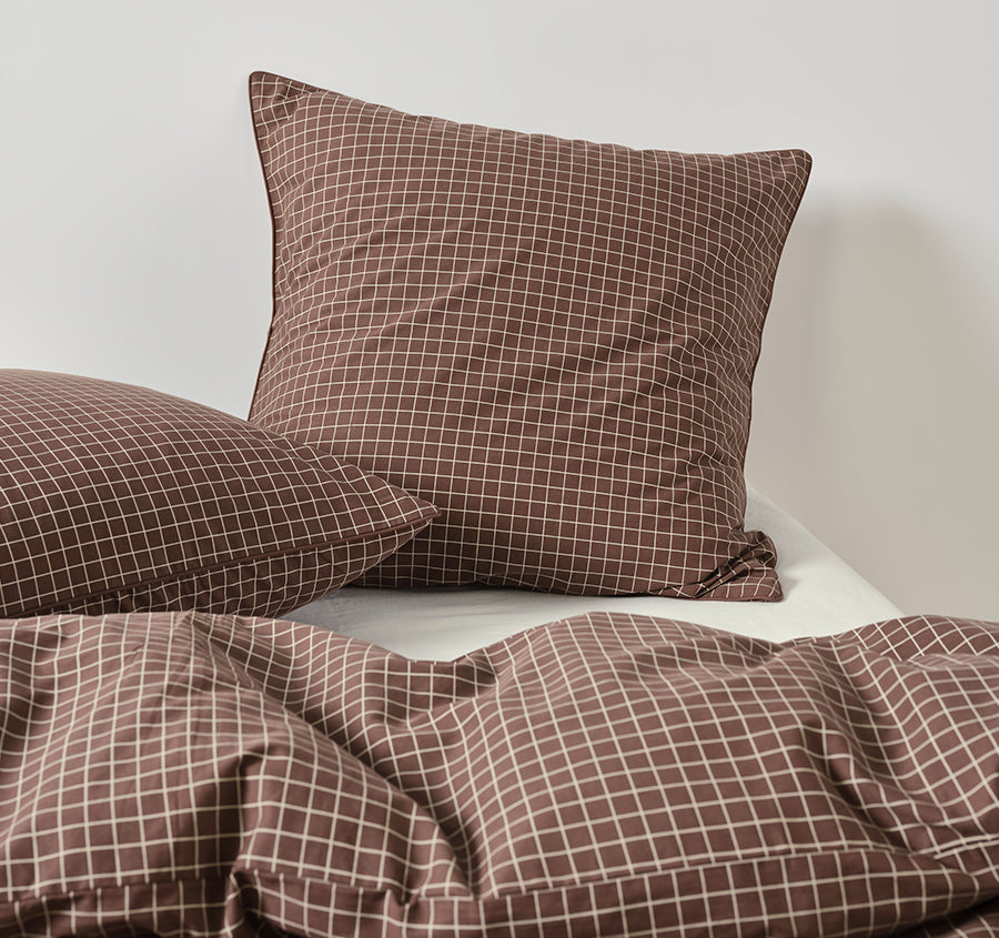 Volley Check European Pillowcase Chocolate