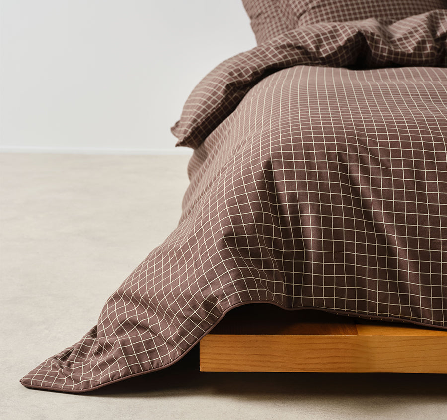 Volley Check Quilt Cover Set Range Chocolate