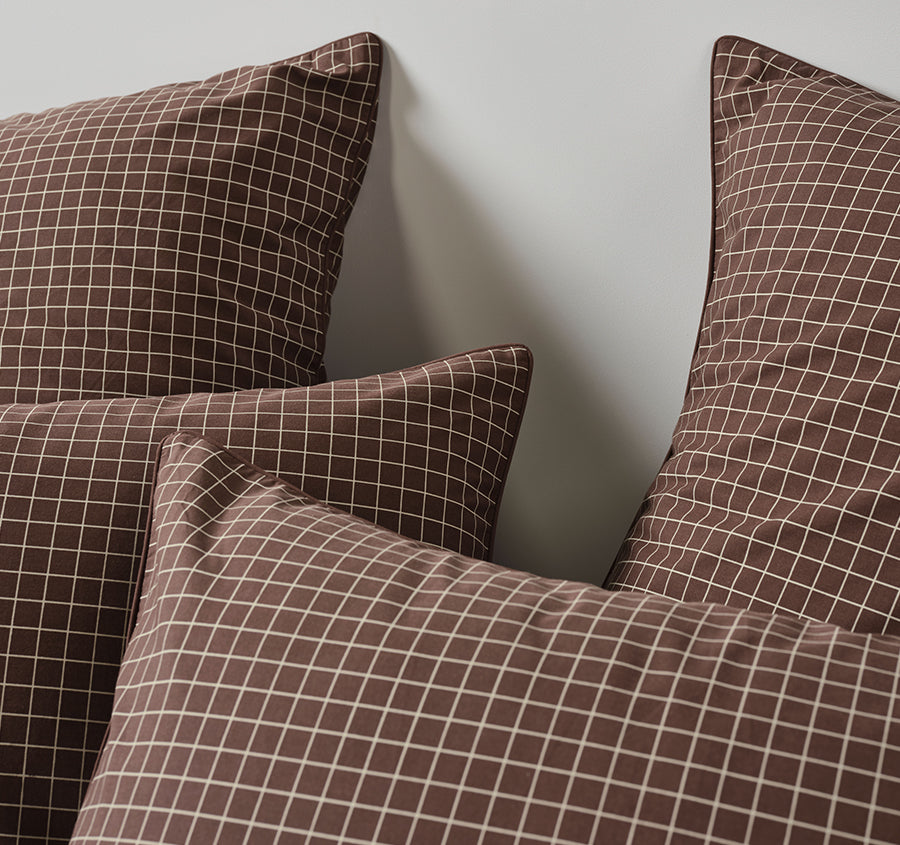 Volley Check Quilt Cover Set Range Chocolate