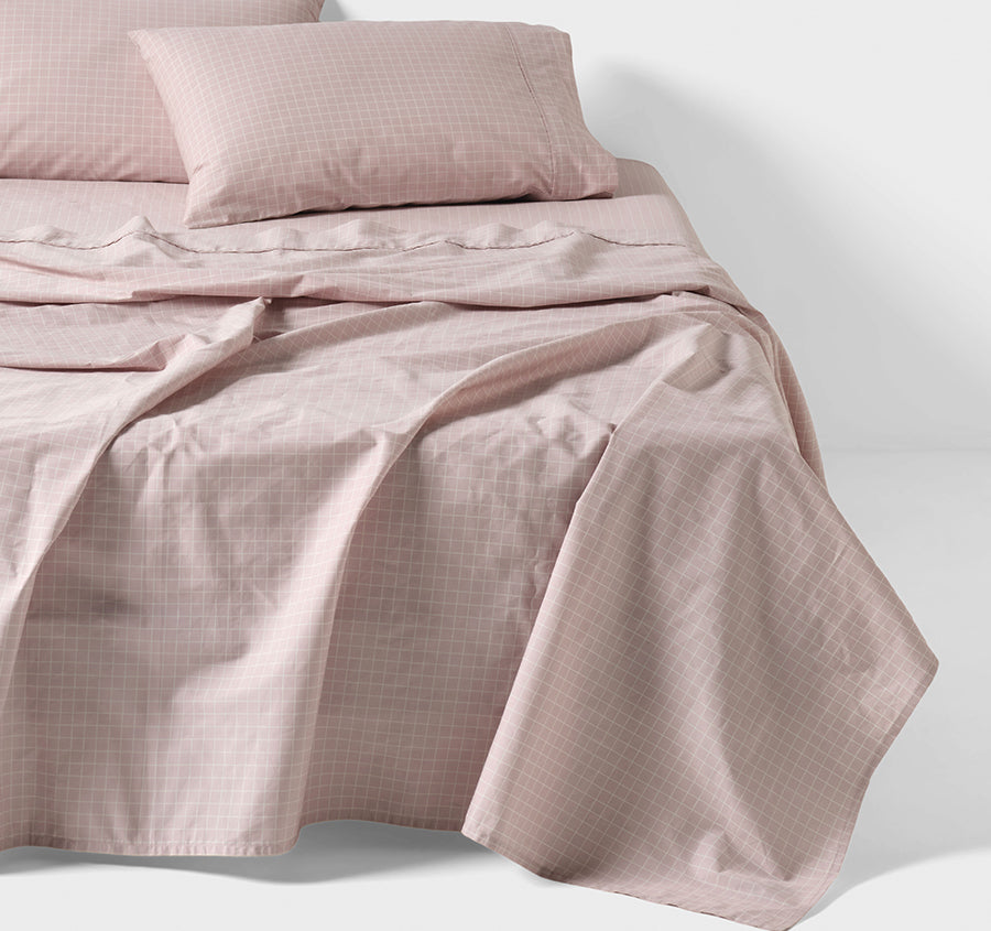 Volley Check Cotton Mega Sheet Set Range Orchid
