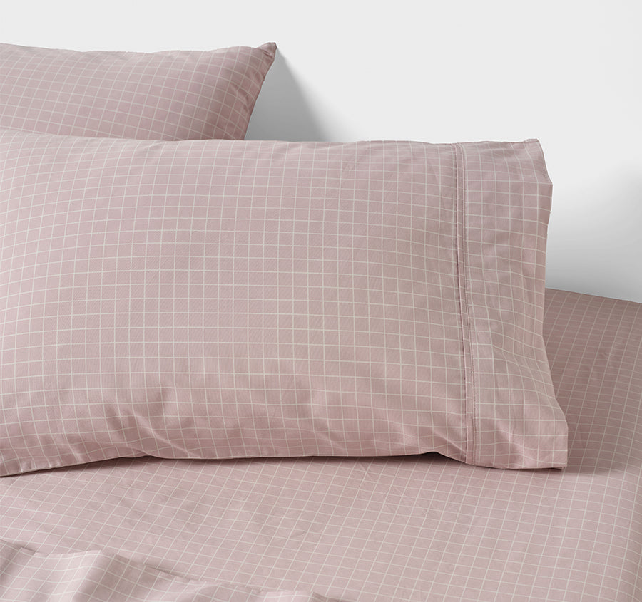 Volley Check Cotton Mega Sheet Set Range Orchid