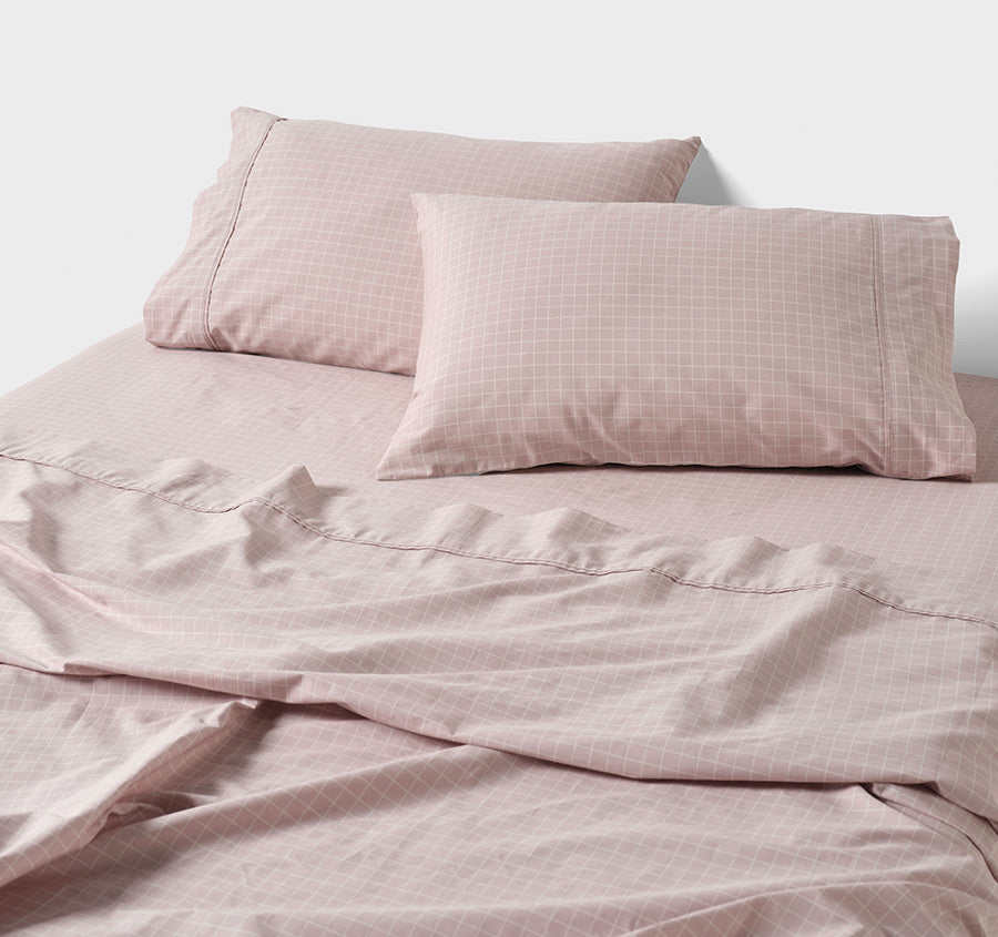 Volley Check Cotton Mega Sheet Set Range Orchid