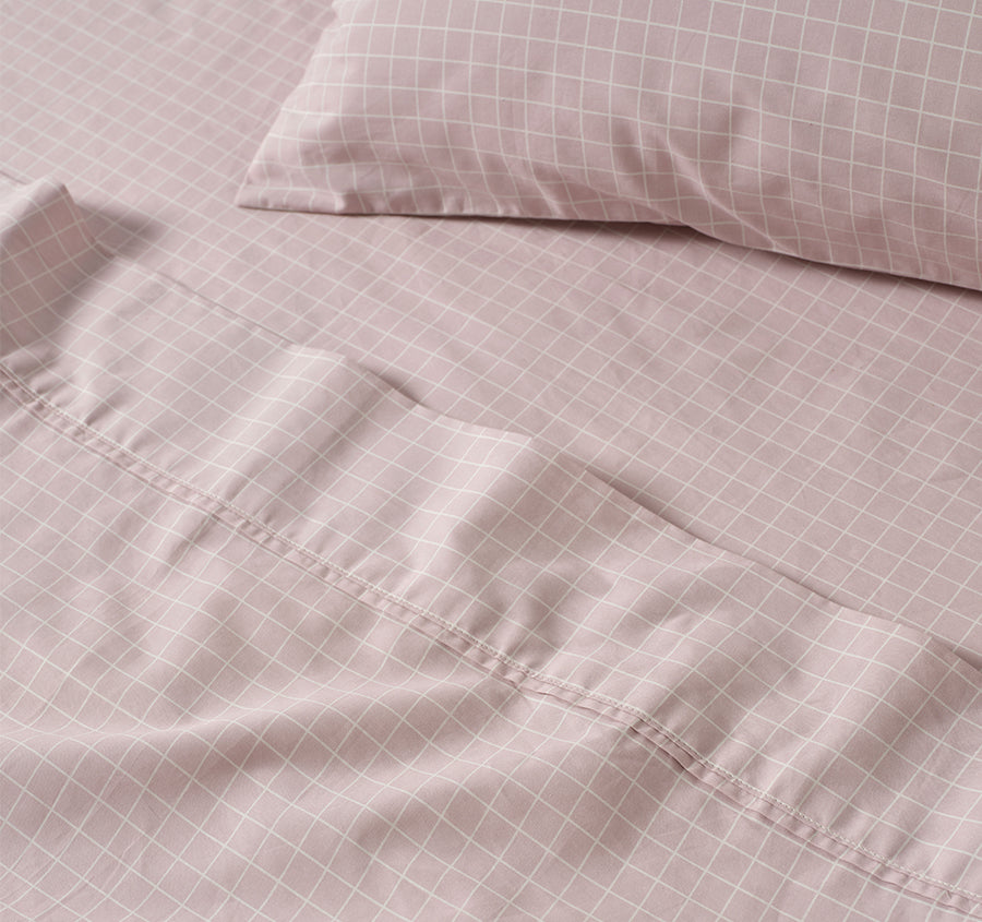 Volley Check Cotton Mega Sheet Set Range Orchid