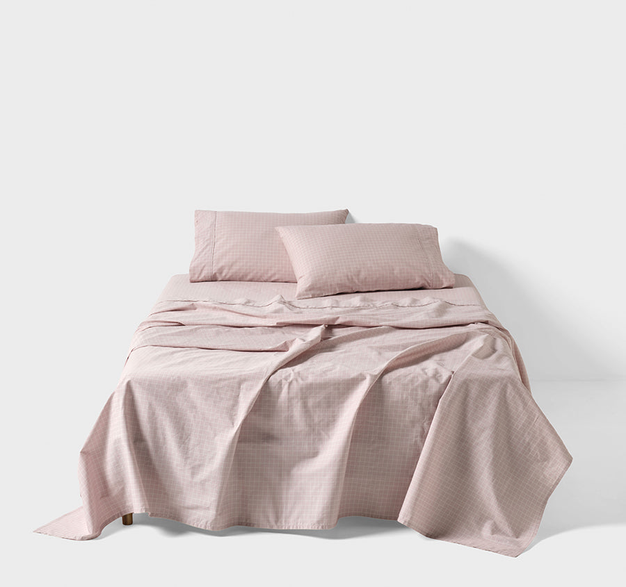 Volley Check Cotton Mega Sheet Set Range Orchid