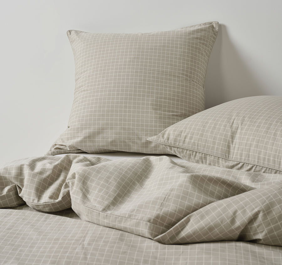 Volley Check European Pillowcase Pebble