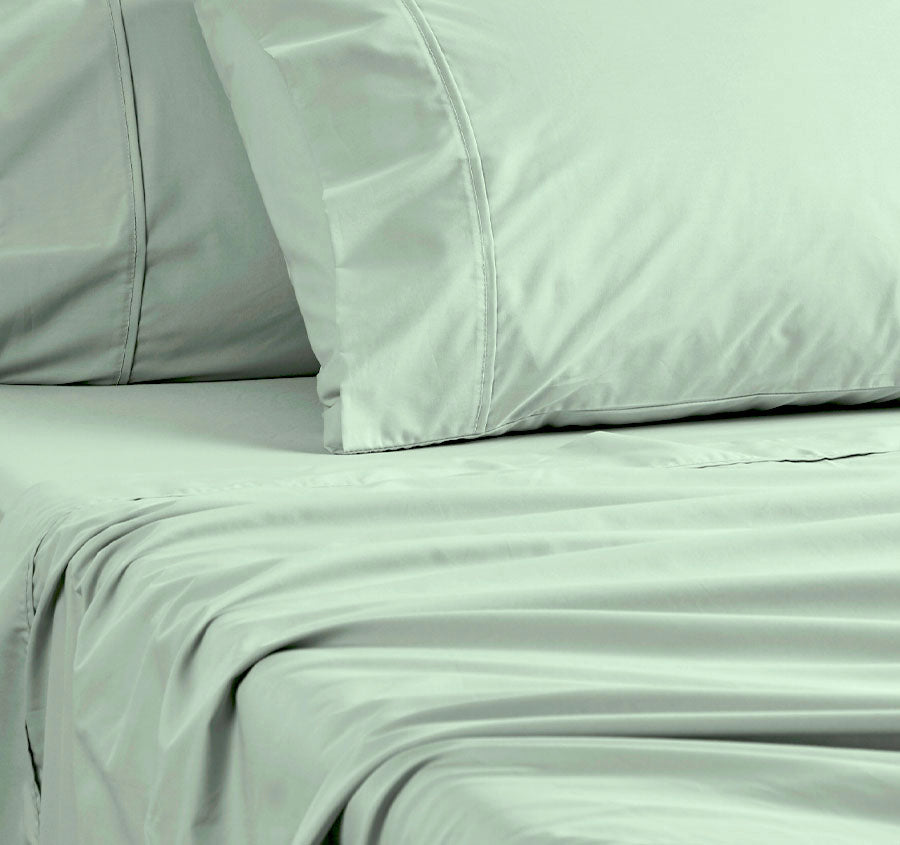 250THC Poly Cotton Percale Mega Sheet Set Range Sage
