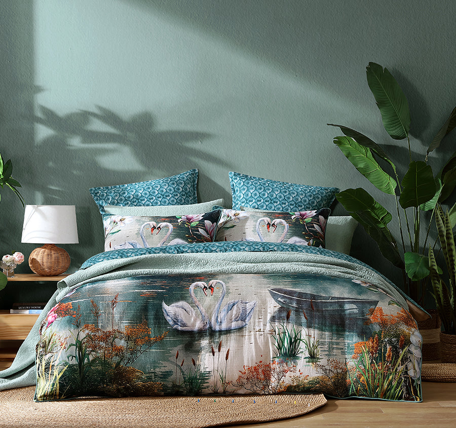 Akari Quilt Cover Set Range Teal