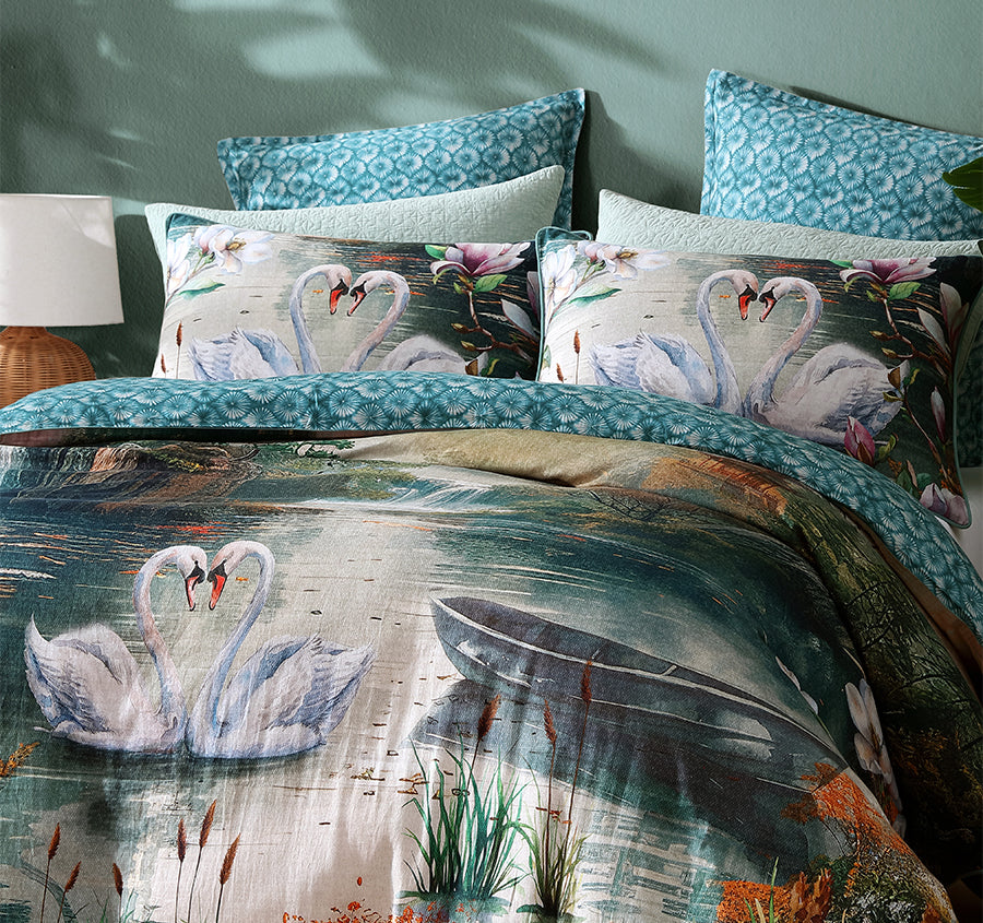 Akari Quilt Cover Set Range Teal