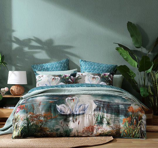 Akari Quilt Cover Set Range Teal