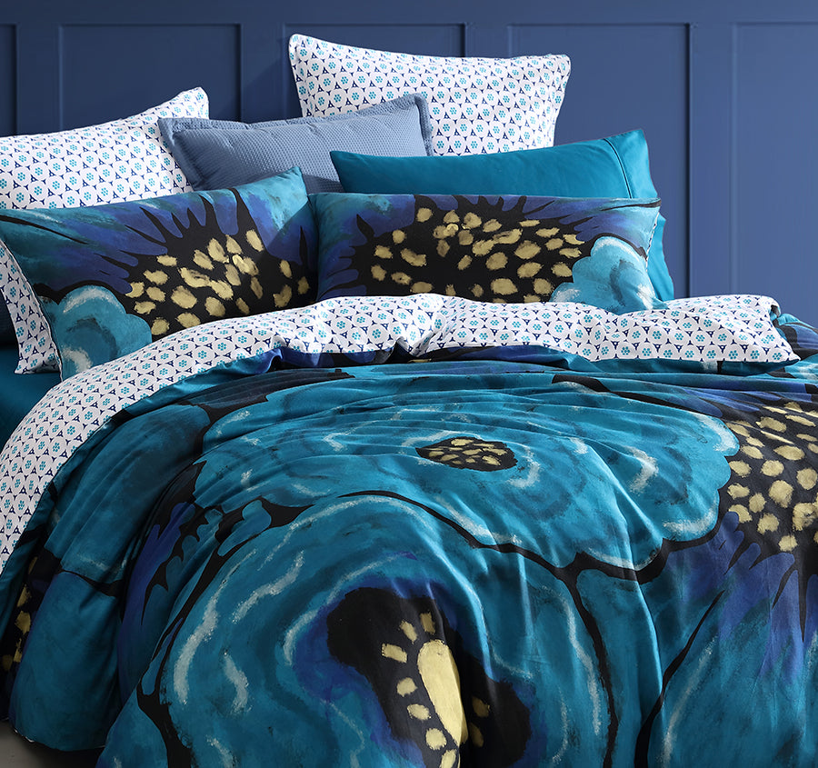 Avalon Quilt Cover Set Range Blue