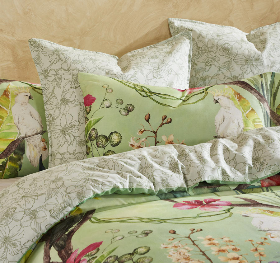 Aviary Quilt Cover Set Range Green