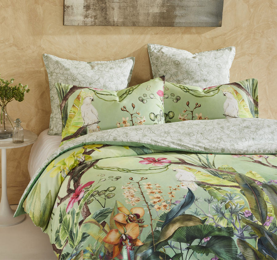Aviary Quilt Cover Set Range Green