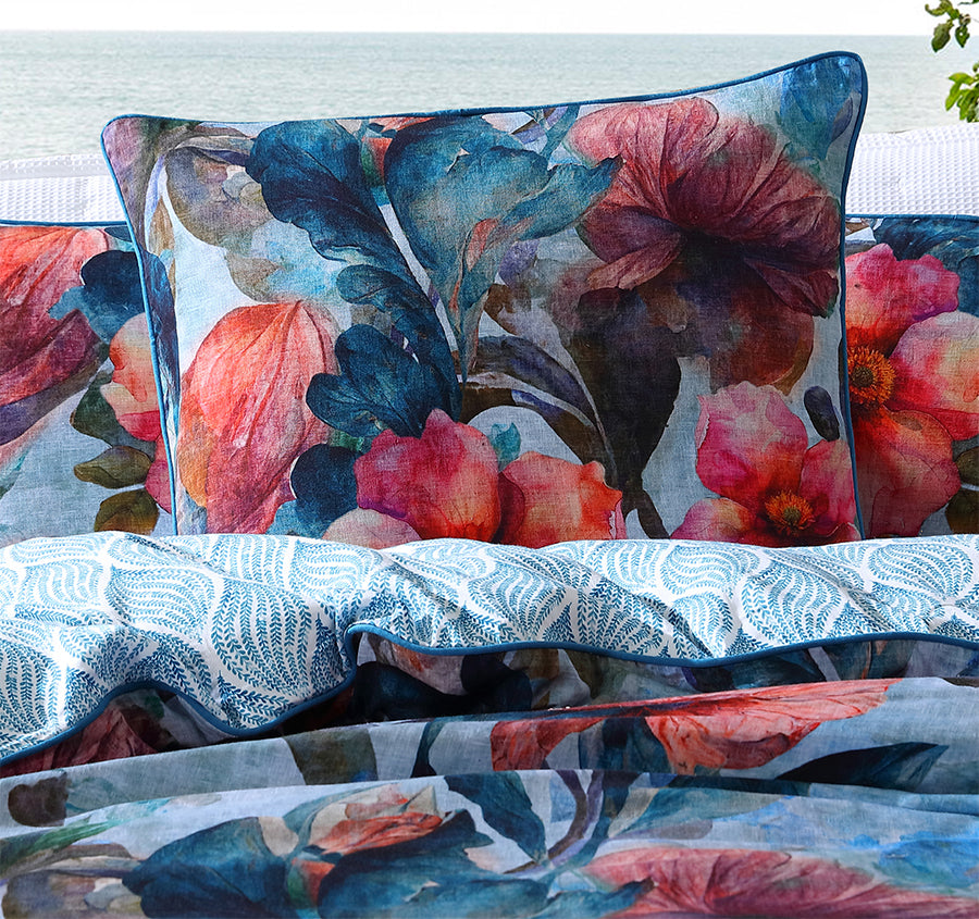 Azure Bloom European Pillowcase Multi