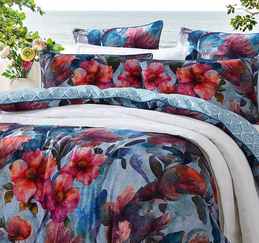 Azure Bloom Quilt Cover Set Range Multi