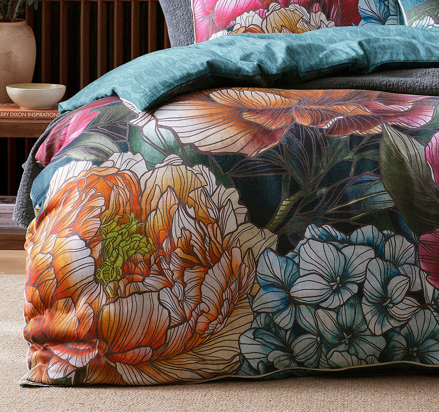 Bloomscape Quilt Cover Set Range Teal