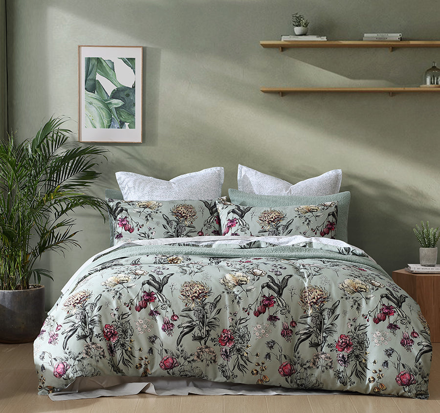 Botanical Quilt Cover Set Range Sage
