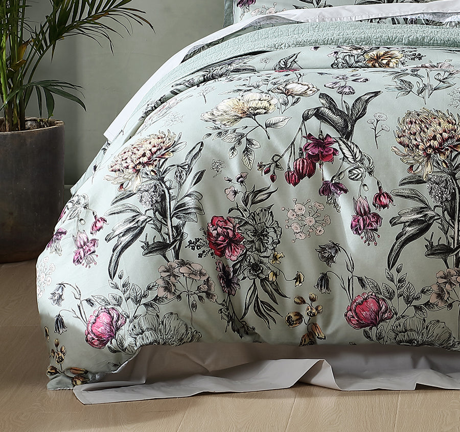 Botanical Quilt Cover Set Range Sage