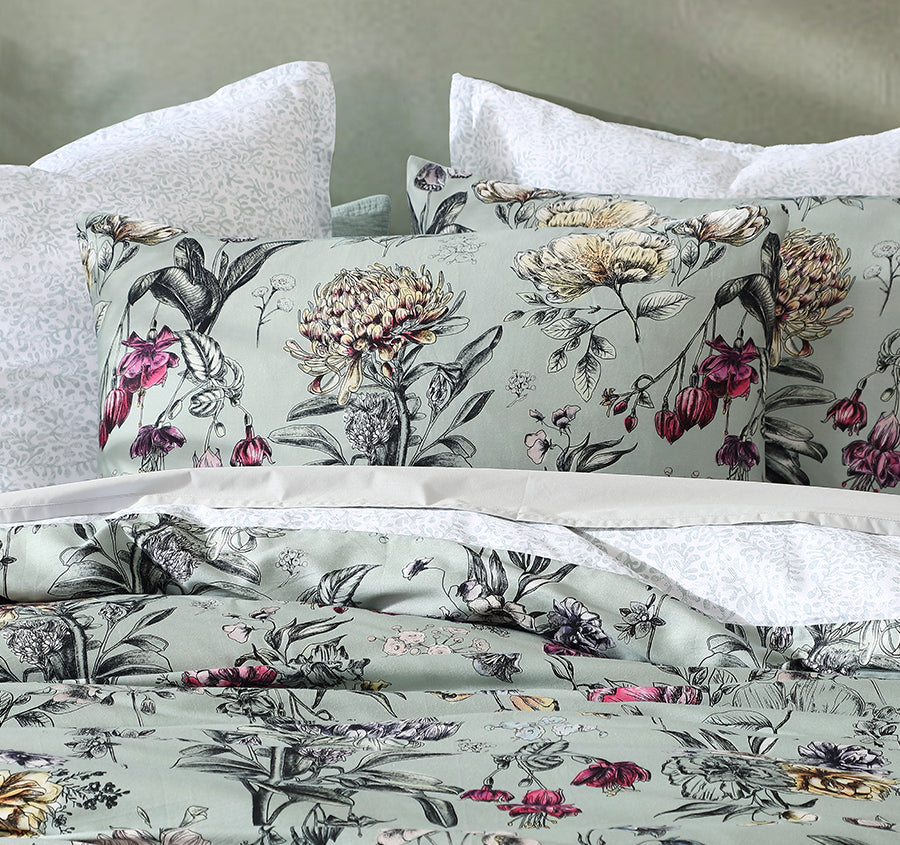 Botanical Quilt Cover Set Range Sage