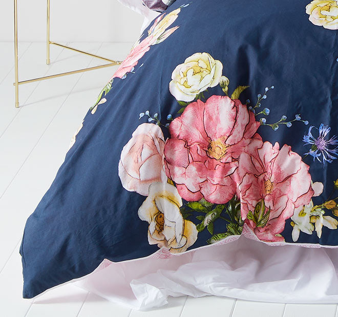 Bouquet Quilt Cover Set Range Navy