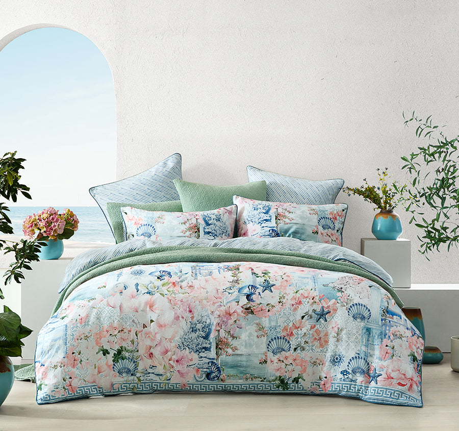 Delia Quilt Cover Set Range Blue