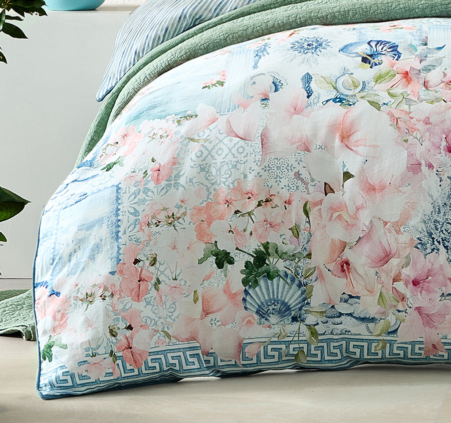 Delia Quilt Cover Set Range Blue