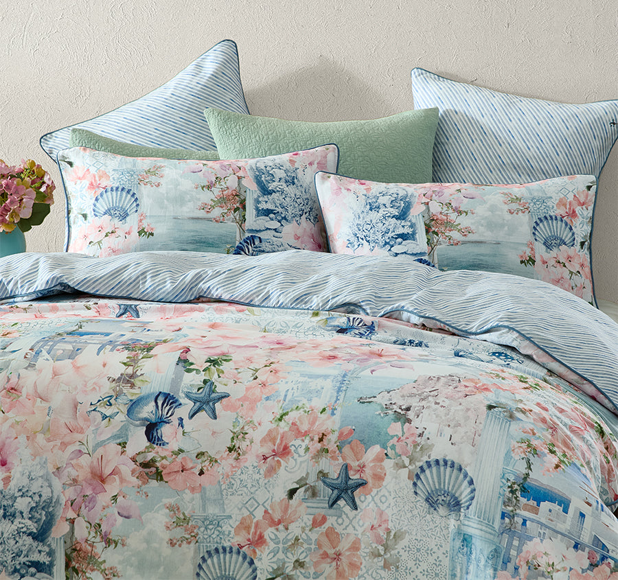 Delia Quilt Cover Set Range Blue