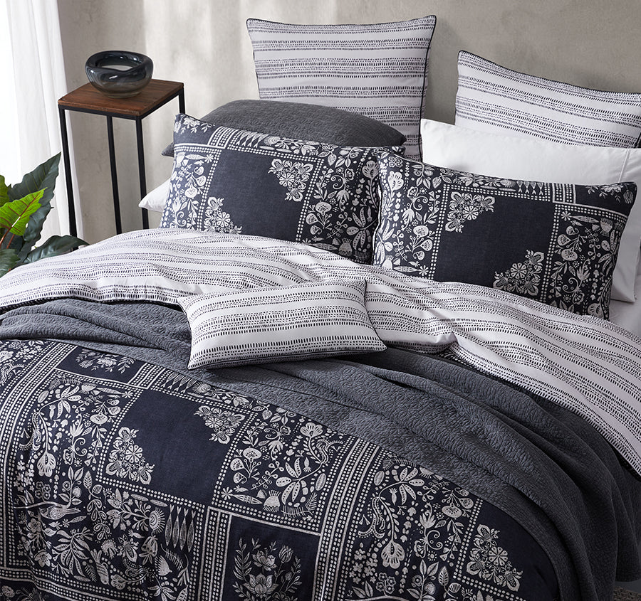 Ebony Quilt Cover Set Range Black