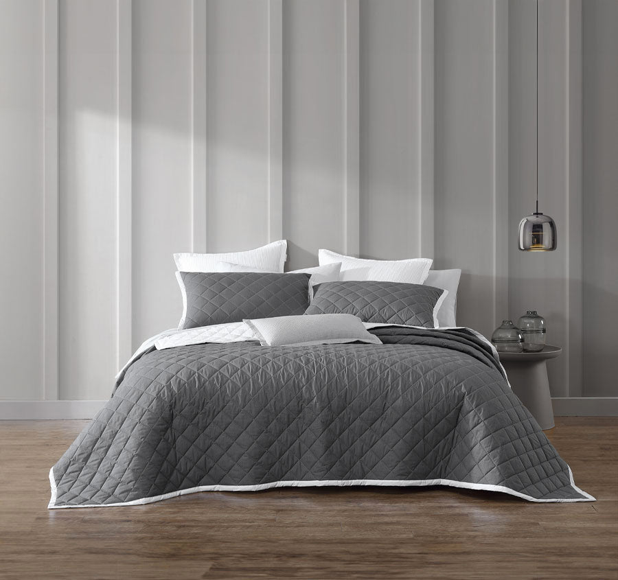 Essex Bedspread Range Charcoal Manchester Warehouse