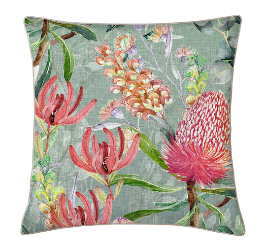 Floral Gully 45x45cm Filled Cushion Sage