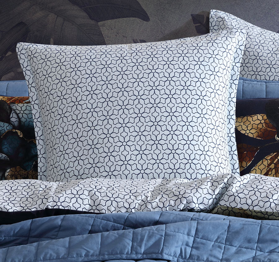 Golden Glow European Pillowcase Navy Manchester Warehouse