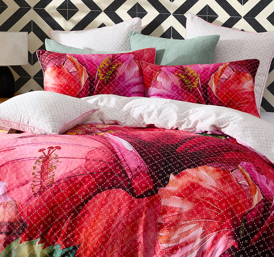 Hibiscus Hue 45x45cm Filled Cushion Pink